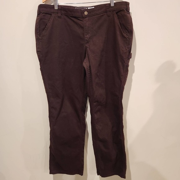 Carhartt Pants - Carhartt Womens Brown Rugged Flex Loose Fit Canvas Carpenter Pants Size 18